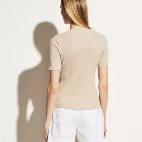 Vince Linen Henley Scoop Neck Top Natural Color - Picture 6 of 11